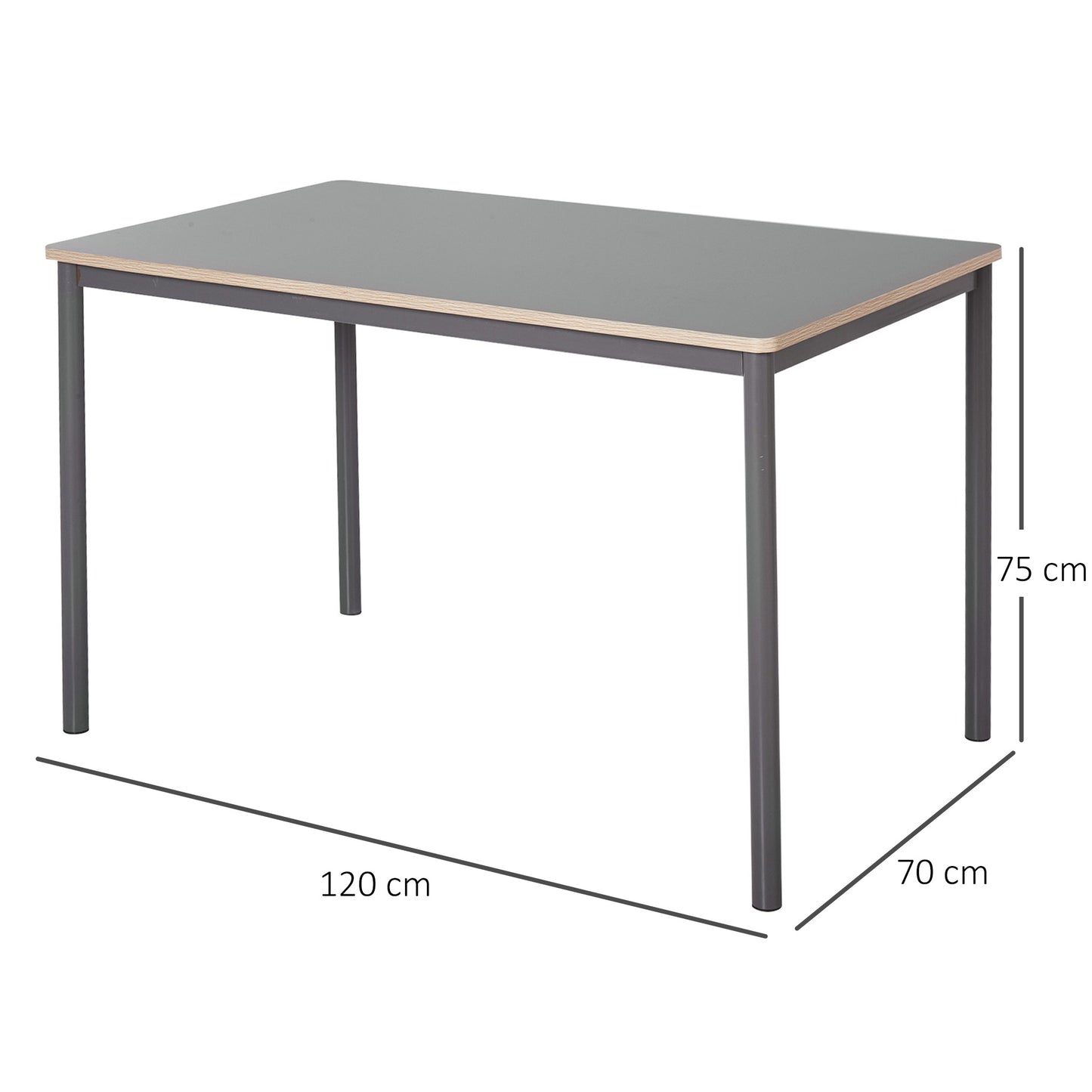 Grey Dining Table, Steel Frame MDF-Top