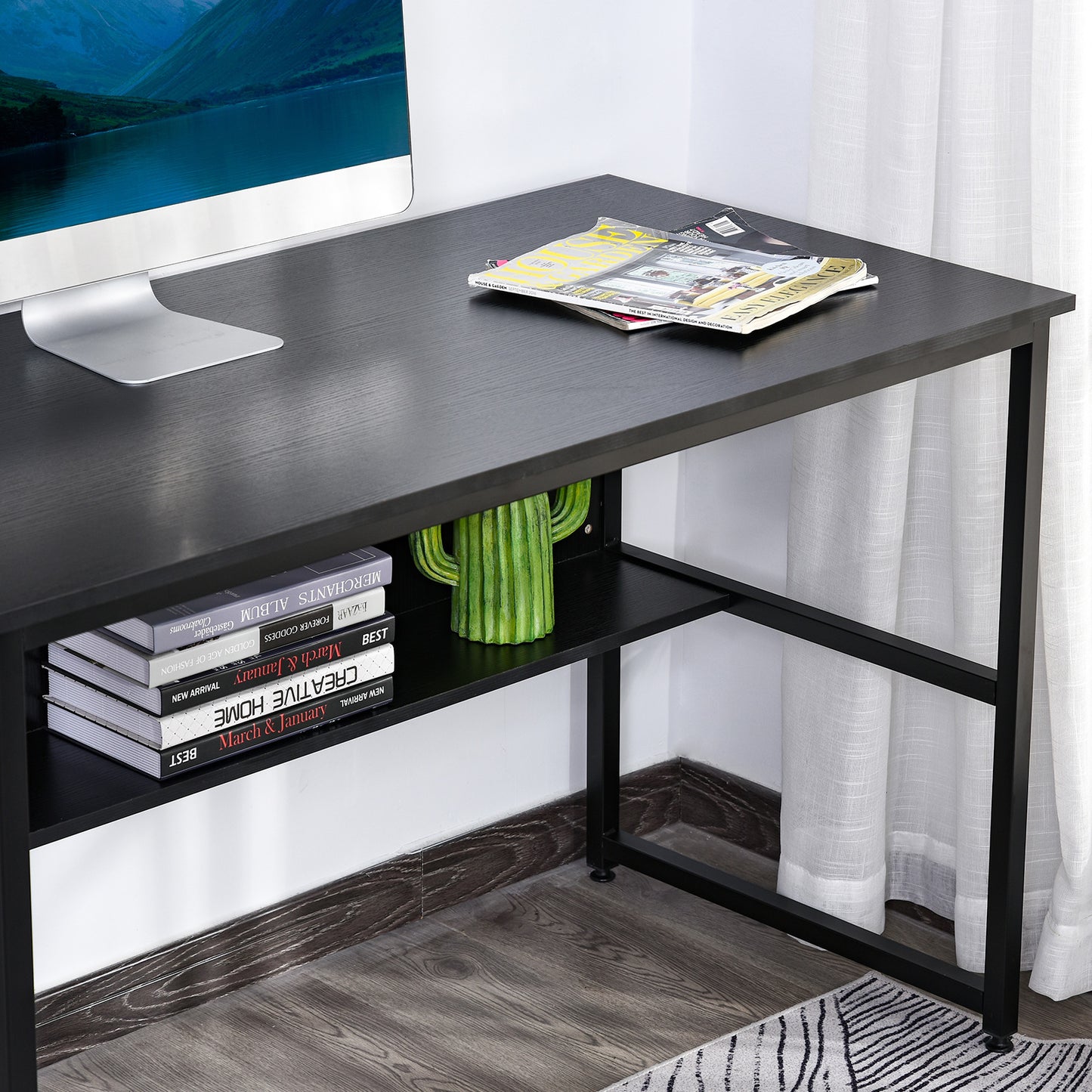 Black Wood Desk, Rectangle,