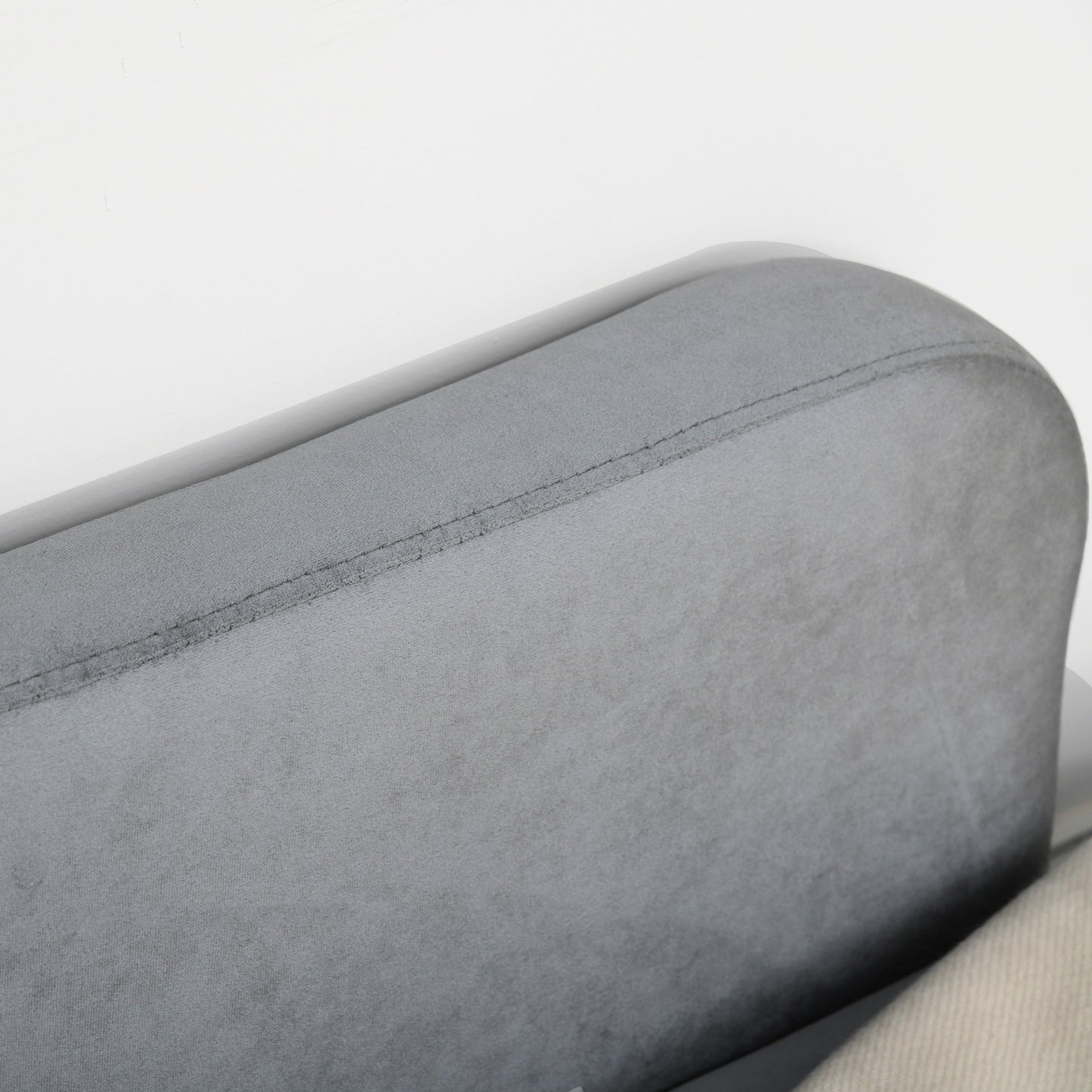 160cm Chaise Lounge Chair, Velvet Fabric Grey