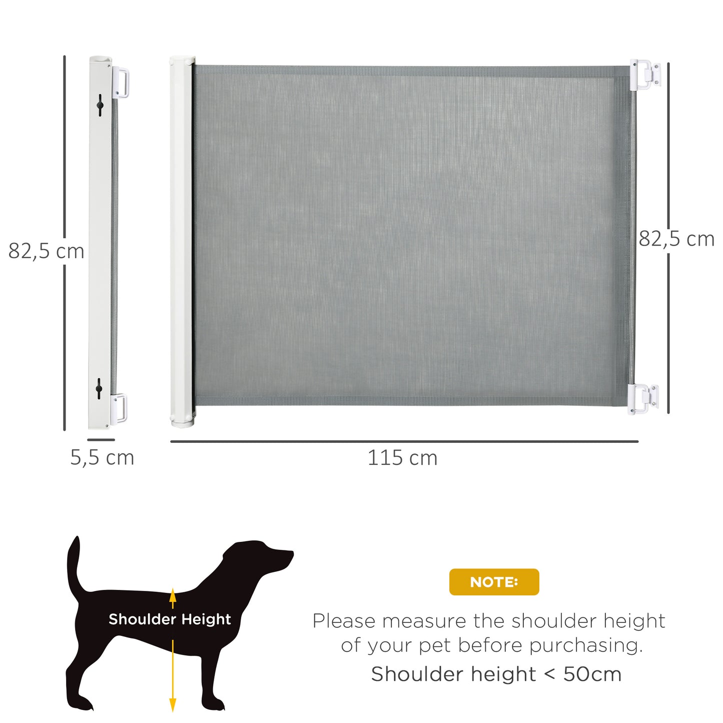 Retractable Safety Gate Dog Pet Guard Barrier Folding Protector Home Doorway Room Divider Stair Guard Grey 115L x 82.5H cm