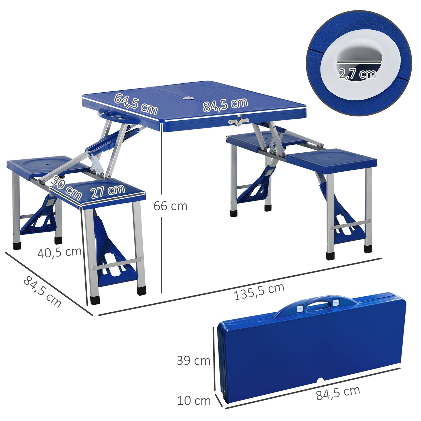 Portable Picnic Table W/ Bench Set-Blue