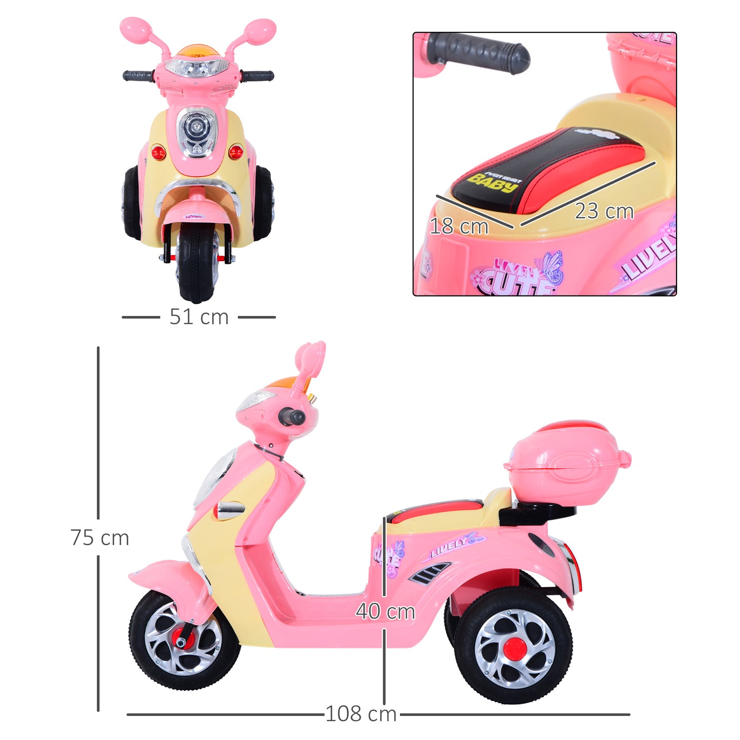 Electric Ride on Motorcycle-Pink