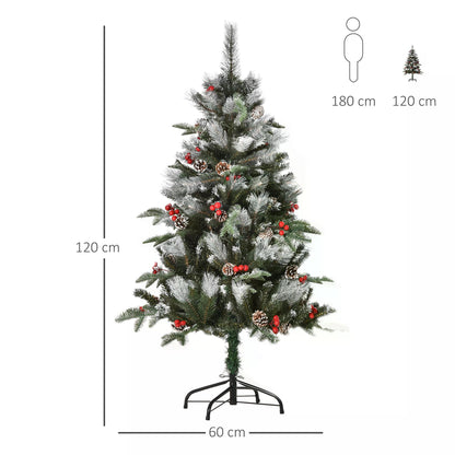 4FT Artificial Snow Dipped Christmas Tree Xmas Pencil Tree Holiday Home Party Decoration with Foldable Feet