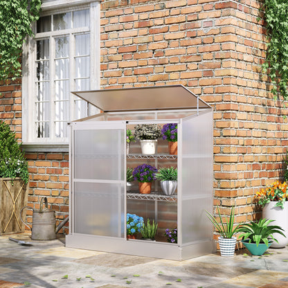 Outsunny Greenhouse Sun Plate 3-Tier Greenhouse w/ Foundation Aluminum Frame Clear   