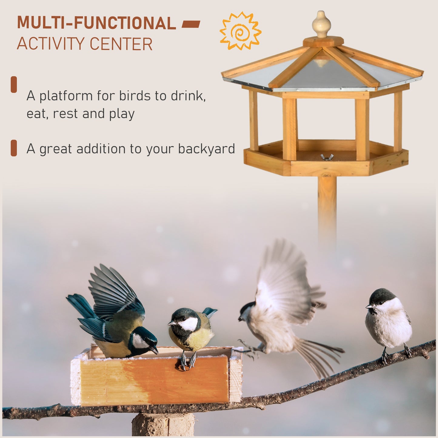 Bird Feeding Station with Post for Garden, Patio or Balcony