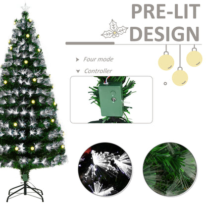 6ft Pre Lit Artificial Christmas Tree White Light w/ 230 LEDs Star Topper Tri-Base Full Bodied Seasonal Decoration Pre-Lit Home