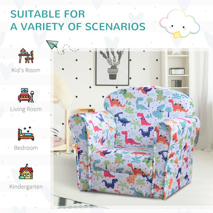 Toddler Couch, Flannel Cartoon Dinosaur Pattern Children Armchair Sofa For Toddlers