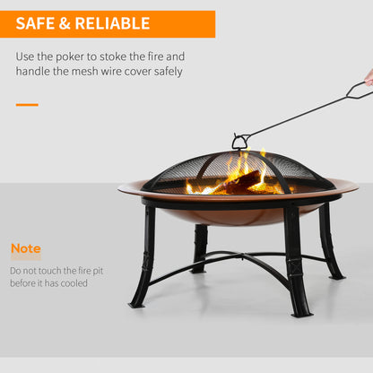 Outdoor Patio Steel Fire Pit Bowl for Backyard, Camping, Picnic, Bonfire, Garden w/Spark Screen Cover