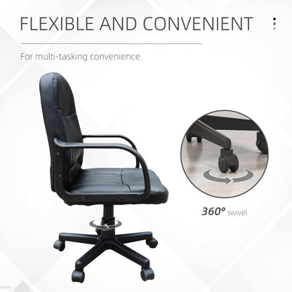 Homcom Black Leather Desk Chair, Swivel Pu Leather Office Chair