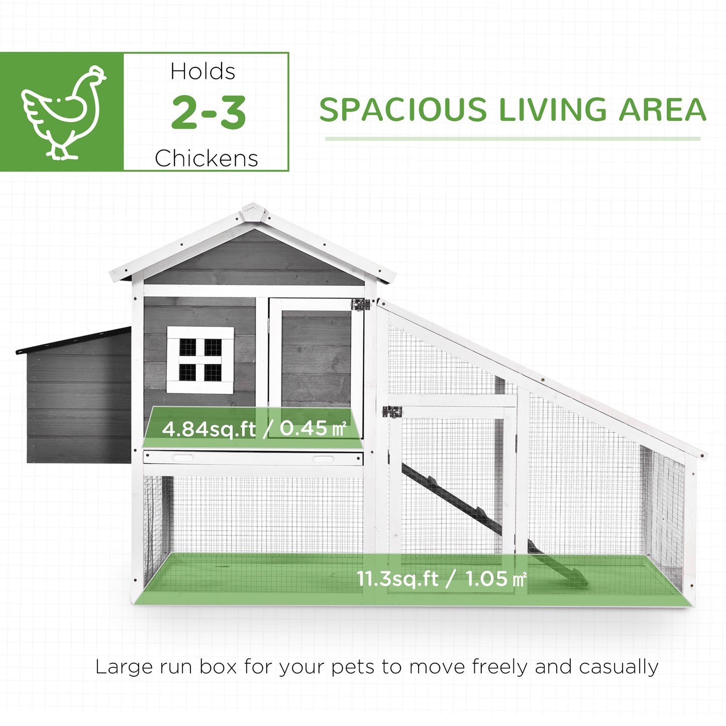 Hen Coop Backyard with Comfortable Nesting Box Run Ramp Sliding Tray