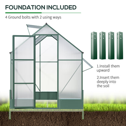 Walk-in Greenhouse Polycarbonate Outdoor Plant Garden, Temperature Controlled Window, with Foundation, 6.2x7.2ft