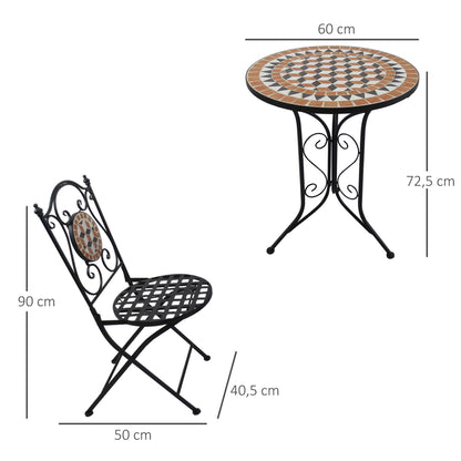 3 Pcs Mosaic Bistro Table Chair Set Patio Garden Dining Furniture Outdoor