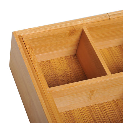 Stationery Organiser, Bamboo Expandable Drawer Inserts Wooden Storage Holder Kitchen