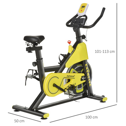 Indoor Exercise Cycle with Belt Drive Adjustable Resistance Seat Handlebar LCD Display Home Gym Yellow  Aosom Irealnd