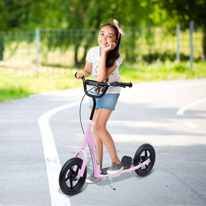 HOMCOM Big Wheel Scooter, Bicycle Scooter, for Kids, Ride On 12" EVA Tyres, Pink 