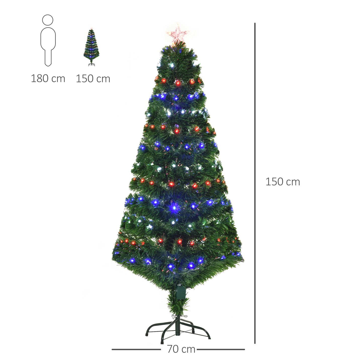 5ft Prelit Christmas Tree, Artificial w/ Metal Base and LED lights