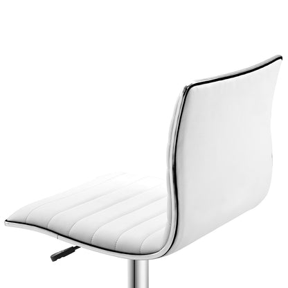 Swivel Office Chair Mid-Back Adjustable with PU Leather and Chrome Base-White