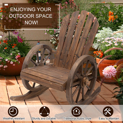 Fir Wood Outdoor Garden Adirondack Rocking Chair Brown