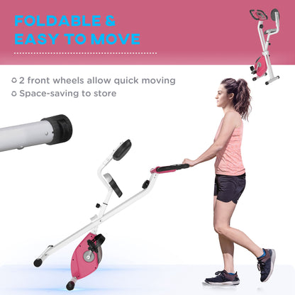 Exercise Bike for Home, Magnetic Resistance Foldable w/LCD Monitor Adjustable Seat Heart Rate Food Straps Foot Pads Workout