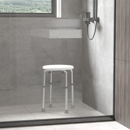 HOMCOM Shower Seat for Elderly, Adjustable Non-Slip, 32.5Wx41Dx35.5-54H cm-Cream White