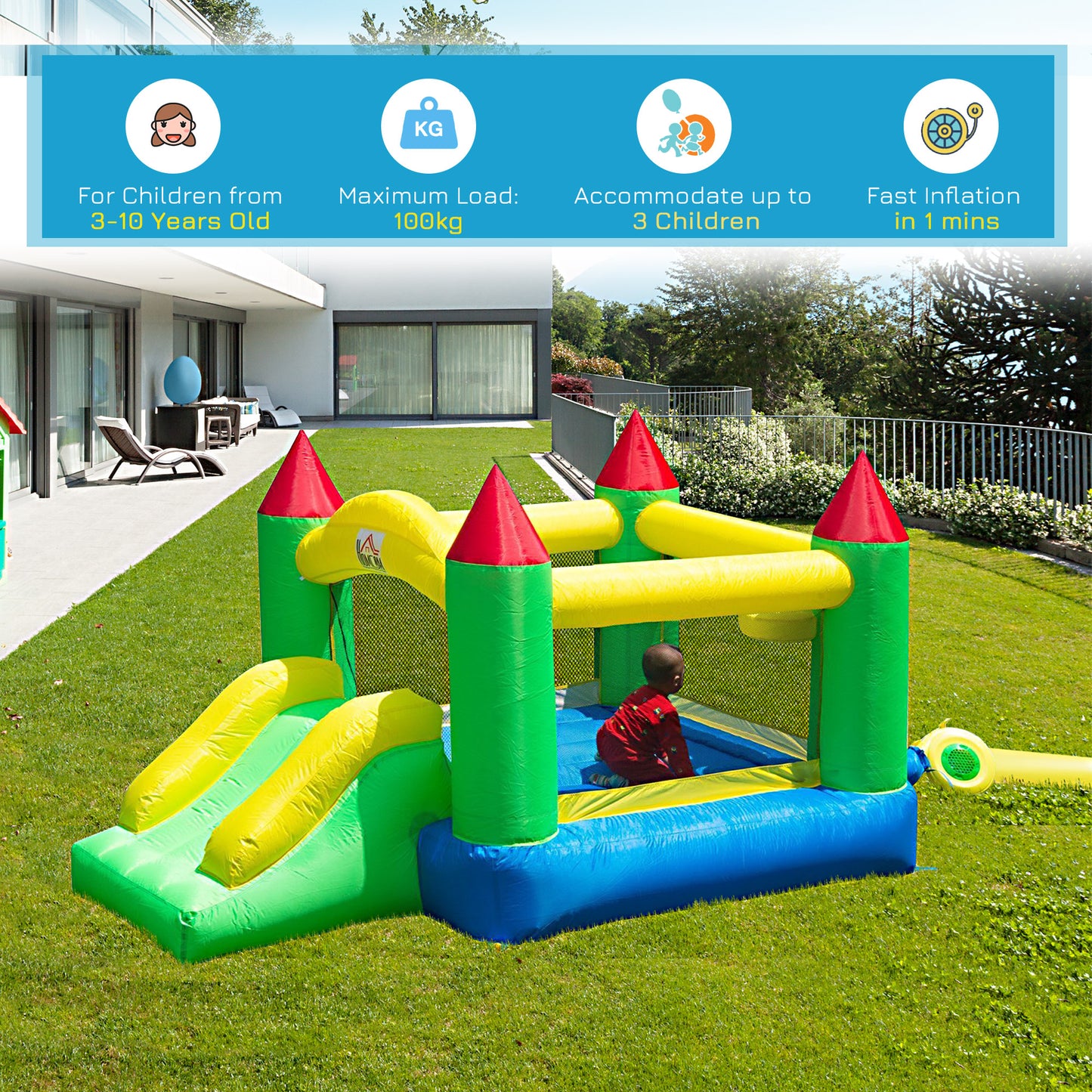 Inflatable Kids Bounce Castles House Jumper w/ Blower