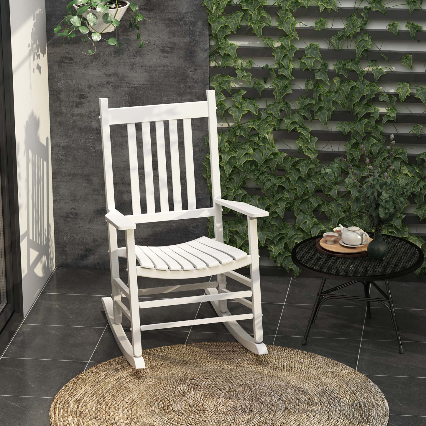 Porch Rocking Chair Outdoor Patio Wooden Rocker Balcony Deck Garden Seat