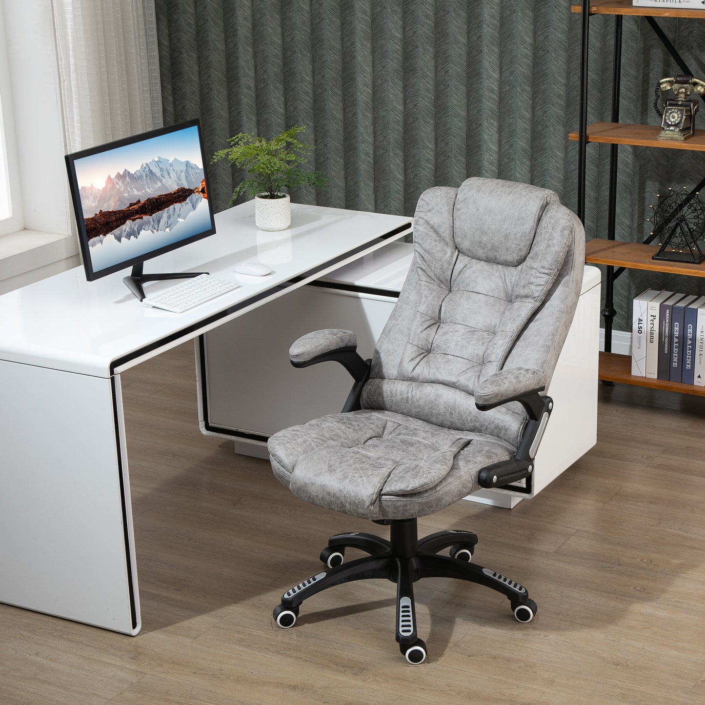 Vinsetto High Back Office Desk Chair, 135° Reclining, with Adjustable Height, Grey 