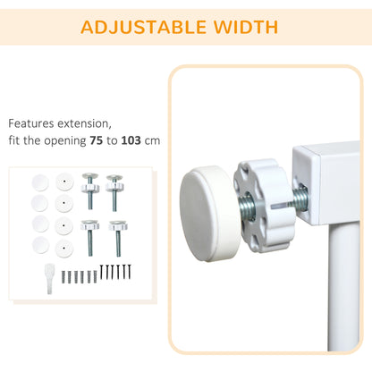 Dog Barrier for House, Dog Safety Gate for Doorways and Staircases, w/ Auto Closing Door, w/ Double Locking - White