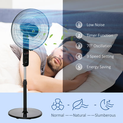 ABS Free-Standing Oscillating Timer Fan w/ Remote Black