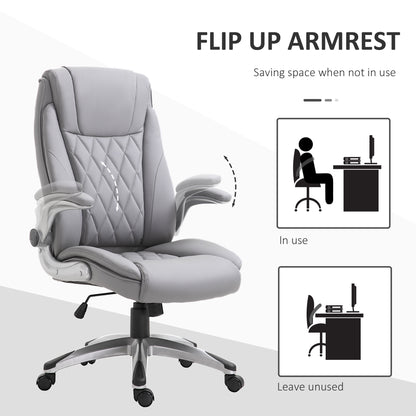 Ergonomic Executive Office Chair Sleek PU Leather 360 Rotation w/ Headrest in Grey