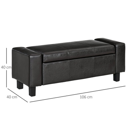 PU Leather Upholstered Flip-Lip Ottoman Black