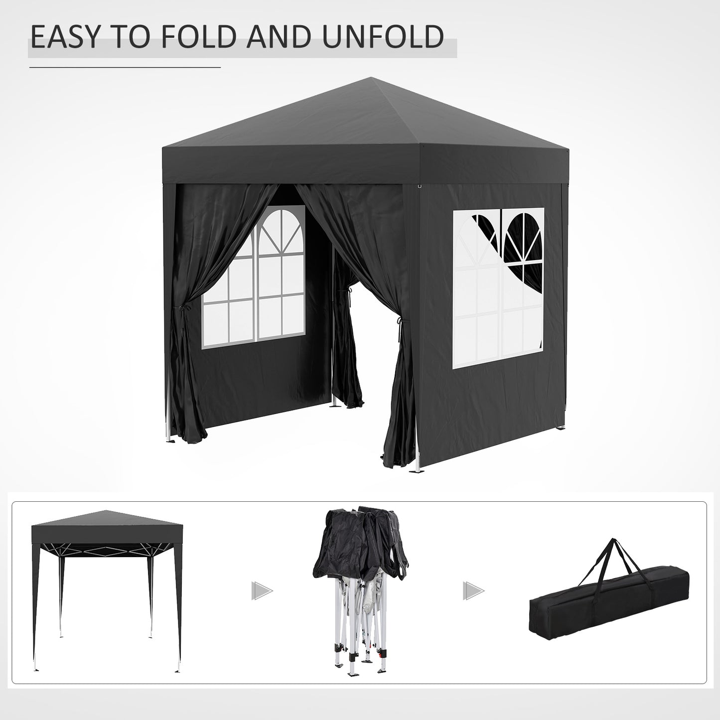 2 x 2m Pop Up Gazebo-Black