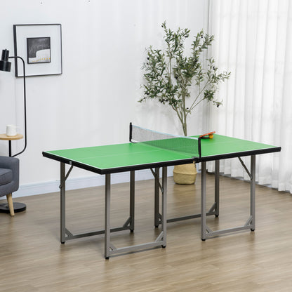 HOMCOM Indoor Ping Pong Table, 6ft 182cm, Folding, with Net Multi-Use Table for Indoor Outdoor Game, Green 