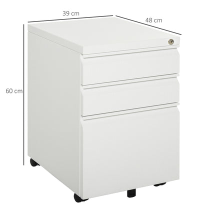 Office Storage Cabinets Mobile Filing Cabinet Lockable Meta with 3 Drawers and Anti-tilt Design