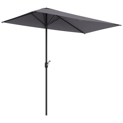 Balcony Half Parasol Semi Round Umbrella Patio Crank Handle (2.3m, Grey)- NO BASE INCLUDED