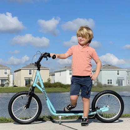 HOMCOM Bicycle Scooter, Kick Scooter for Kids, Big Wheel, Steel Frame Adjustable Blue 