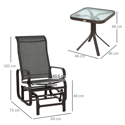 Rocking Chair And Table Set 2 Seaters Garden Patio Outdoor Furniture 3 Piece Set Bistro Glider Chairs For Patio Lawns Porch Indoor