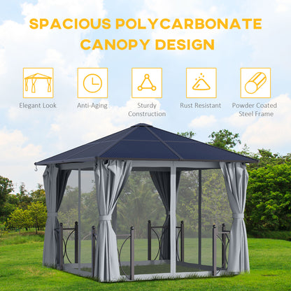 3m x 3m Outdoor Aluminium Alloy Gazebo w/ Curtains Dark Grey