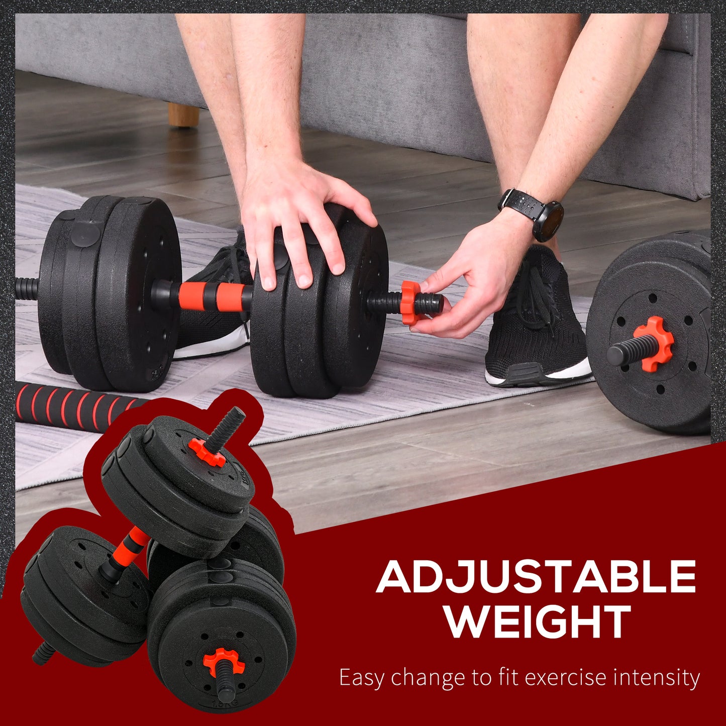 25kg 2 IN 1 Adjustable Dumbbells Weight Set, Dumbbell Hand Weight Barbell for Body Fitness, Lifting Training