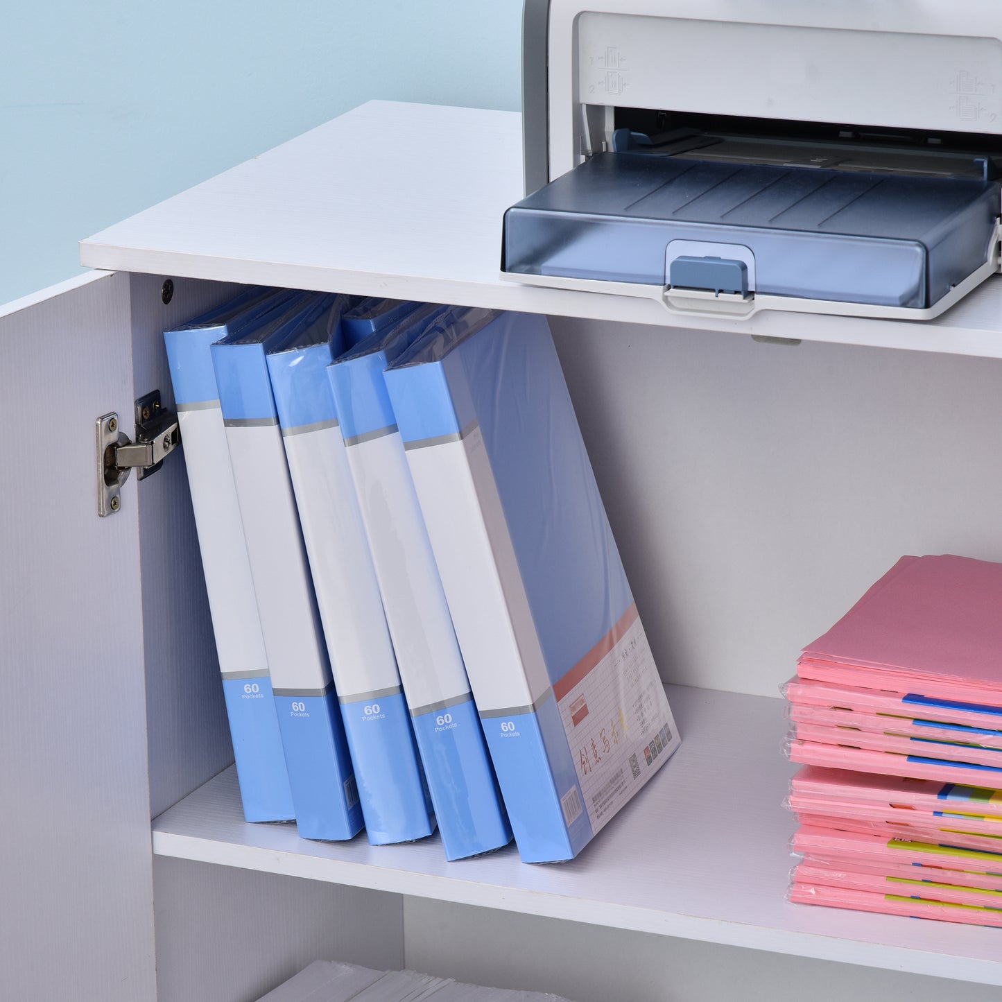 Lockable Filing Cabinet Particle Board 2-Tier White