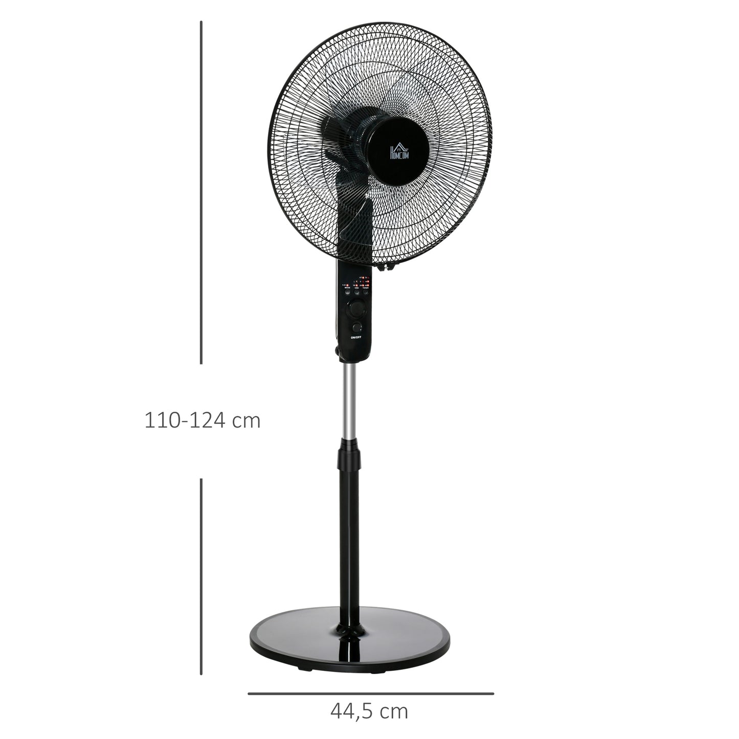 ABS Free-Standing Oscillating Timer Fan w/ Remote Black