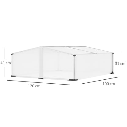 Polycarbonate house Aluminium Cold Frame Grow House w/ Independent Opening Tops for Flower Vegetable Plants