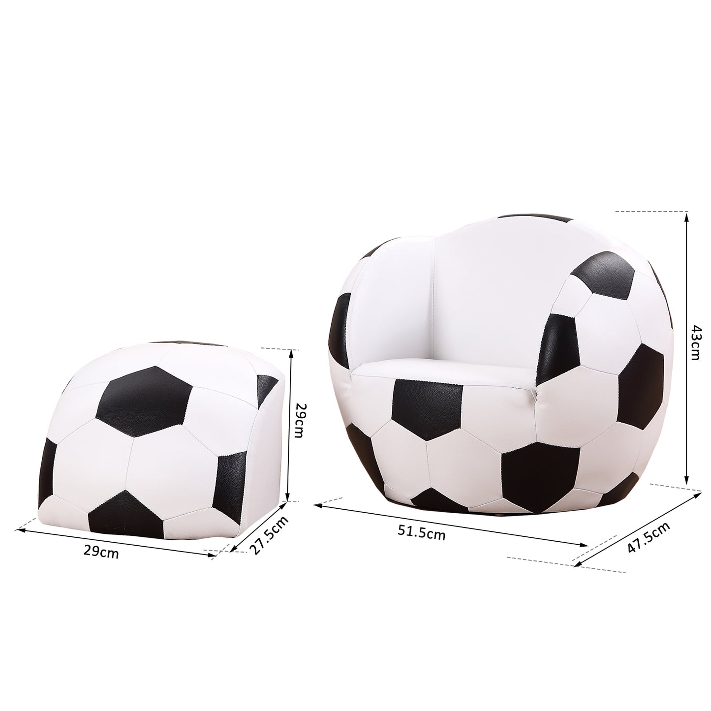 Soccer Sofa, Football Sofa, with Foot Stool Kid Sofa Children Football Sofa Chair Set Armchair Sofa W/Foot Stool Sport Theme