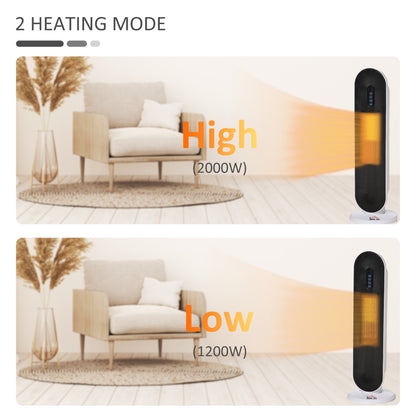 Ceramic Fan Heater with 45 Degree Oscillation, Remote Control, 24H Timer, Tip-Over 1200W/2000W