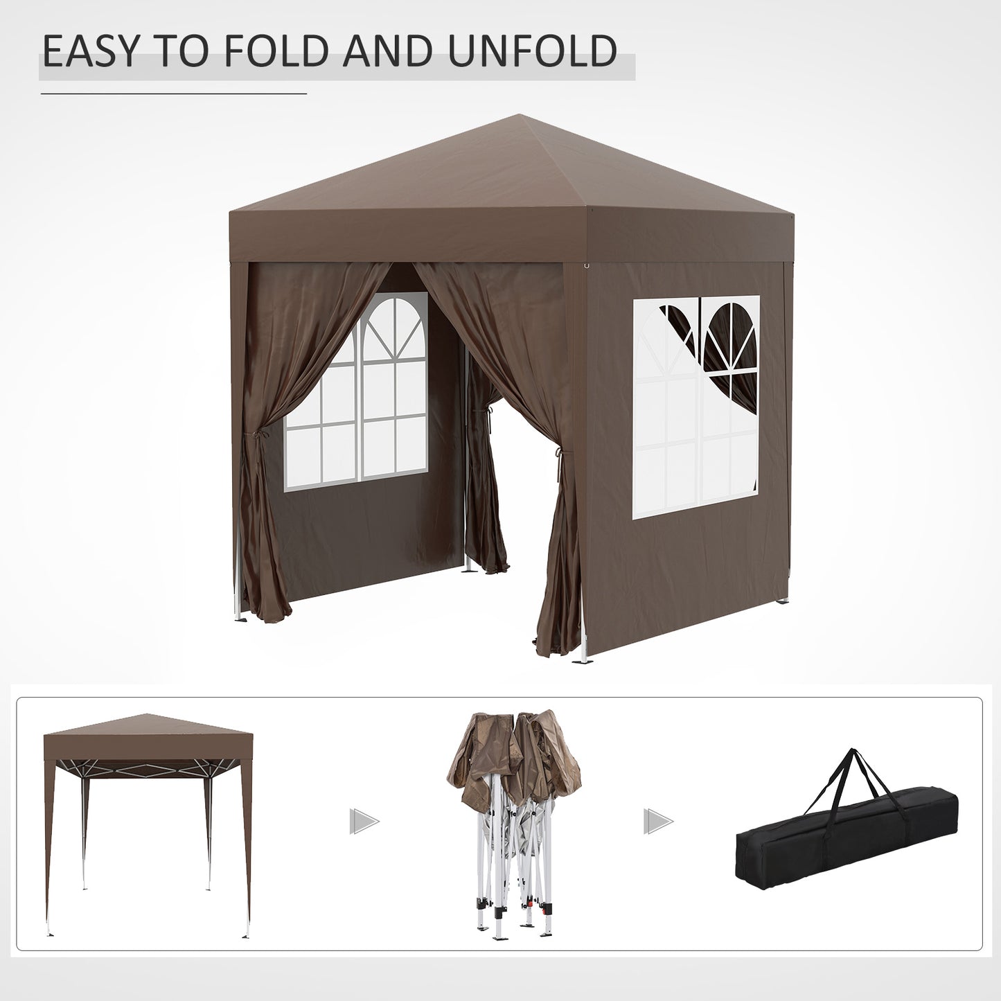 2 x 2m Pop Up Gazebo-Coffee