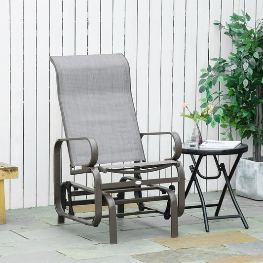 Outsunny Outdoor Gliding Rocking Chair w/ Sturdy Metal Frame Garden Comfortable Swing Chair for Patio, Backyard & Poolside, Grey 