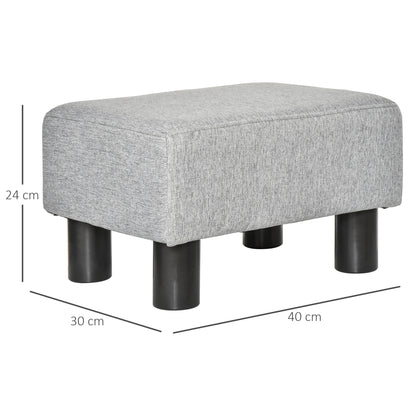 Ottoman Footstool, Fabric, Sofa Footrest, Linen Upholstery, Wooden Frame, Home Office with Legs 40 x 30 x 24cm