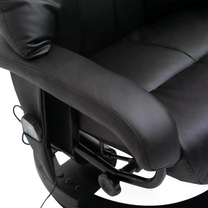 Massage Recliner Armchair, w/ Footstool, Leather, 145° Reclining, 360° Swivel, 10-point Massage, Black