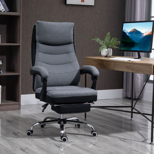 Vinsetto Executive Office Chair with Footrest, Ergonomic, High Back, 135° Reclining, Adjustable Height, Grey 