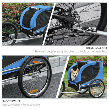 Folding Bicycle Pet Trailer W/Removable Cover-Blue